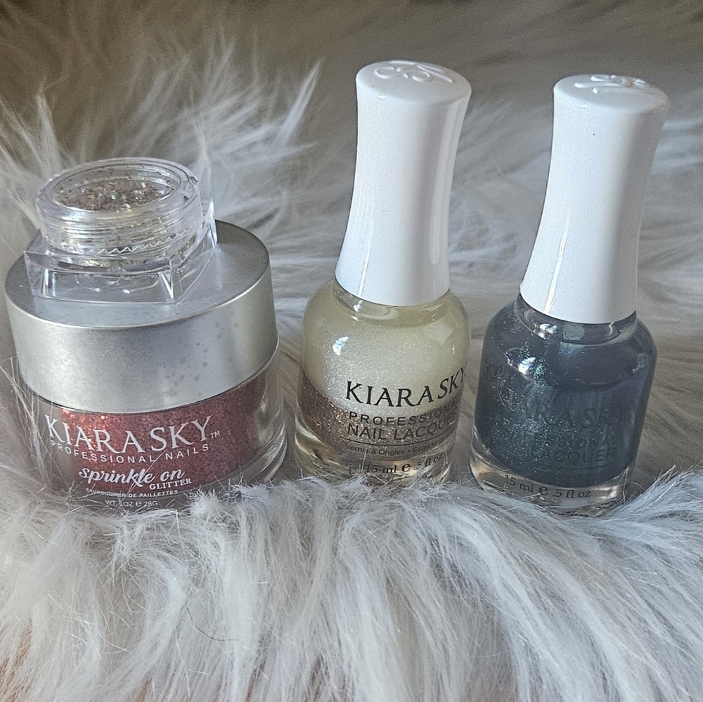Lot Kiara Sky Bundle Green, Gold Nail Lacquer & Sprinkle on glitter Red gold